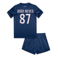 Paris Saint-Germain Joao Neves #87 Heimtrikotsatz Kinder 2024-25 Kurzarm (+ Kurze Hosen)